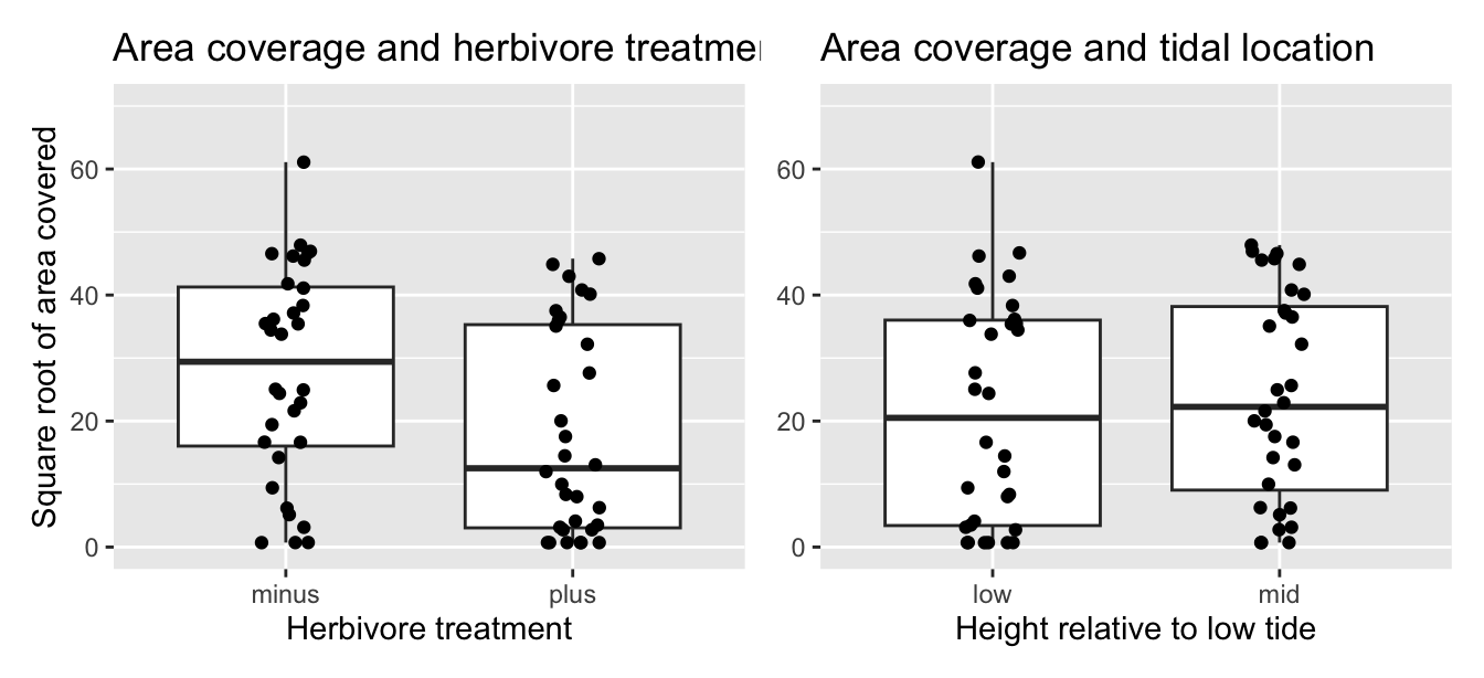 Relationship between red algae coverage and herbivores/height.